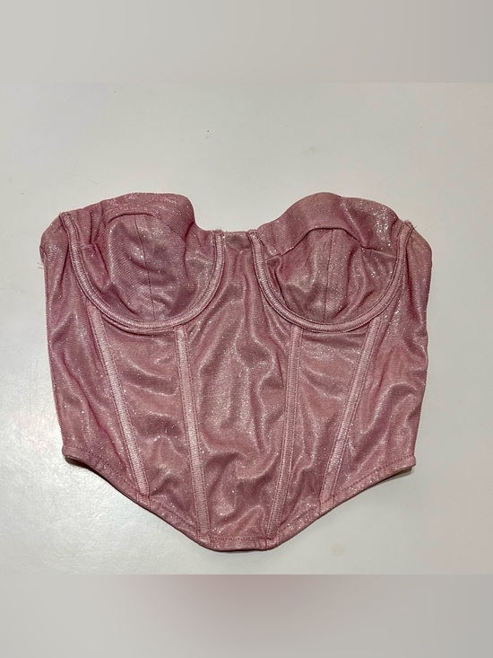 American Threads Tops - American Threads Shimmery Pink Bustier Corset Top